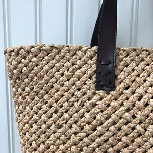 Cornhusk Shoulder Bag w Faux Leather Straps